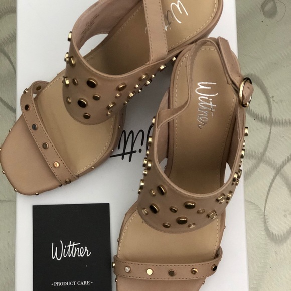 Wittner Gold Studded Nude Leather Sandal - Picture 3 of 10